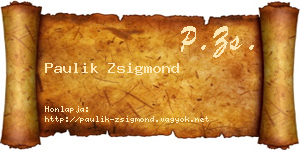 Paulik Zsigmond névjegykártya